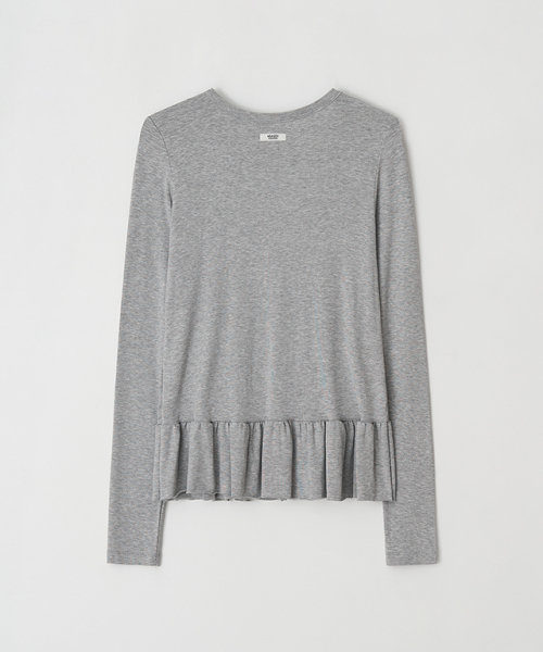 RONRON(ロンロン)の「PENDANT RUFFLE LAYERED SLIM LONG SLEEVE GREY(Tシャツ/カットソー・レディース・その他・FREE)」の2枚目の写真