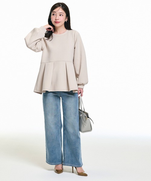 coca（coca）（コカ）の「ソフトスウェットタックフレアトップス（スウェット・レディース・ブラック/ライトベージュ・L/M/S）」の4枚目の写真