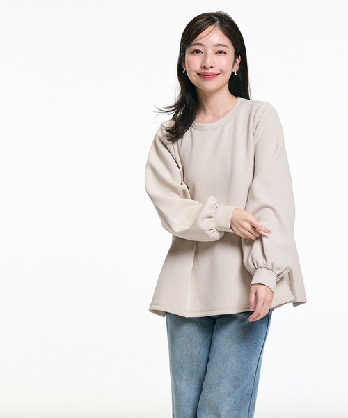 coca（coca）（コカ）の「ソフトスウェットタックフレアトップス（スウェット・レディース・ブラック/ライトベージュ・L/M/S）」の7枚目の写真