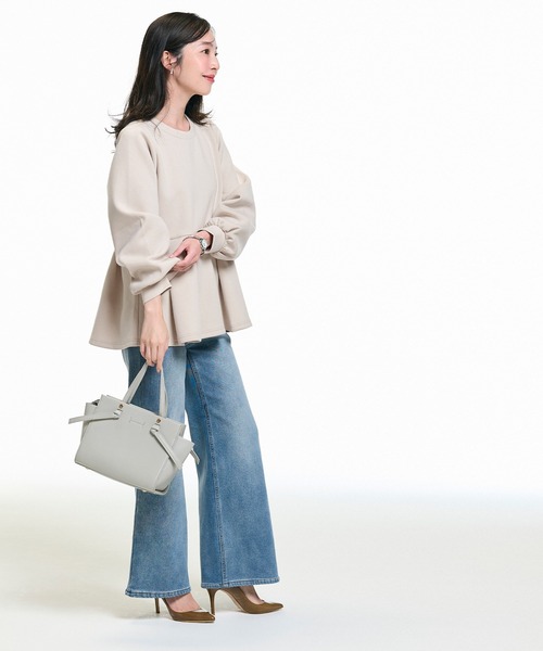 coca（coca）（コカ）の「ソフトスウェットタックフレアトップス（スウェット・レディース・ブラック/ライトベージュ・L/M/S）」の8枚目の写真