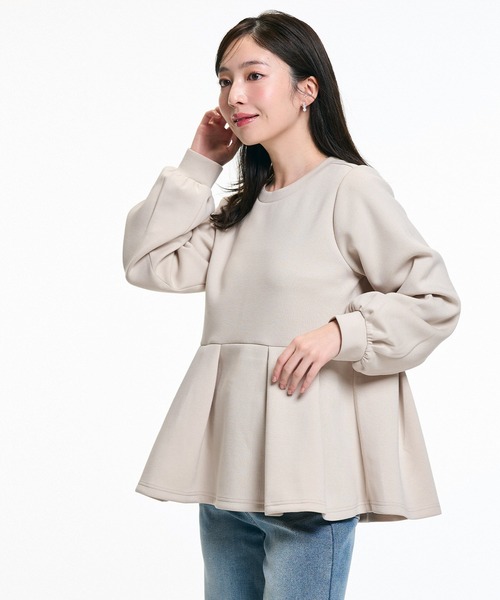 coca（coca）（コカ）の「ソフトスウェットタックフレアトップス（スウェット・レディース・ブラック/ライトベージュ・L/M/S）」の9枚目の写真