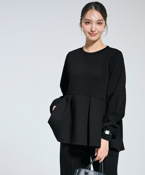 coca（coca）（コカ）の「ソフトスウェットタックフレアトップス（スウェット・レディース・ブラック/ライトベージュ・L/M/S）」の13枚目の写真