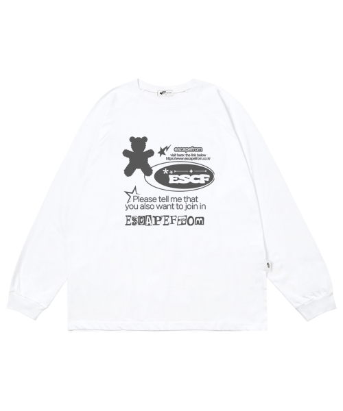 ESCAPEFROM(エスケープフロム)の「ベアレタリングプリントロングスリーブホワイト(Tシャツ/カットソー・レディース・その他・MEDIUM/LARGE/SMALL)」の2枚目の写真