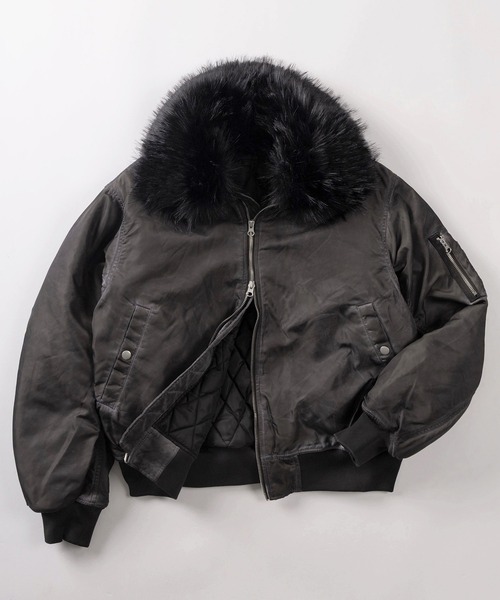 セール】【82】ヴィンテージライク 襟ファー フライトブルゾン