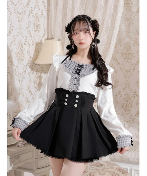 NOEMIE(ノエミー)の「リボンストラップヨークフリルカットソー(Tシャツ/カットソー・レディース・オフホワイト/A/ピンク/ブラック/ダークグレー・M)」の2枚目の写真