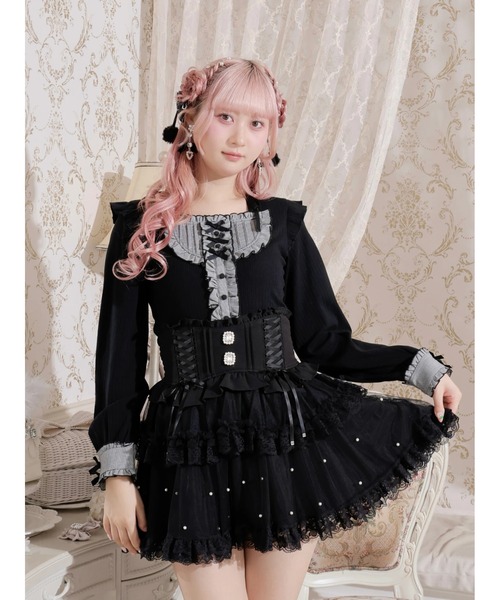 NOEMIE(ノエミー)の「リボンストラップヨークフリルカットソー(Tシャツ/カットソー・レディース・オフホワイト/A/ピンク/ブラック/ダークグレー・M)」の5枚目の写真