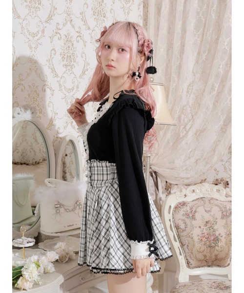 NOEMIE(ノエミー)の「リボンストラップヨークフリルカットソー(Tシャツ/カットソー・レディース・オフホワイト/A/ピンク/ブラック/ダークグレー・M)」の10枚目の写真