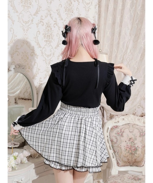 NOEMIE(ノエミー)の「リボンストラップヨークフリルカットソー(Tシャツ/カットソー・レディース・オフホワイト/A/ピンク/ブラック/ダークグレー・M)」の11枚目の写真