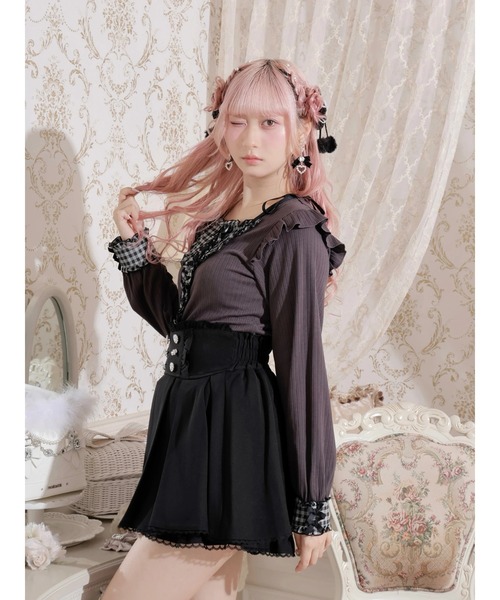 NOEMIE(ノエミー)の「リボンストラップヨークフリルカットソー(Tシャツ/カットソー・レディース・オフホワイト/A/ピンク/ブラック/ダークグレー・M)」の13枚目の写真
