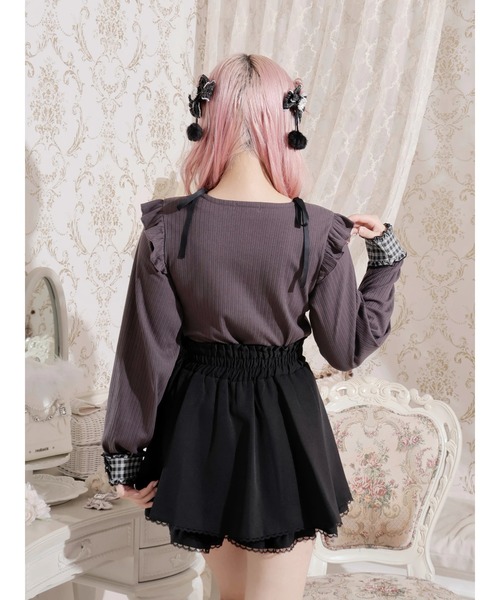 NOEMIE(ノエミー)の「リボンストラップヨークフリルカットソー(Tシャツ/カットソー・レディース・オフホワイト/A/ピンク/ブラック/ダークグレー・M)」の14枚目の写真
