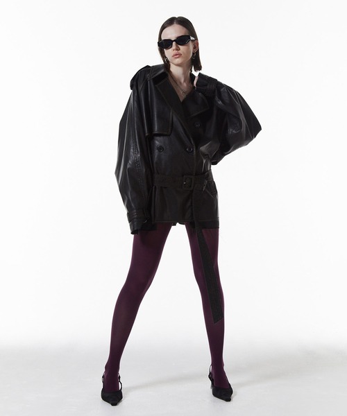 JOSE MOON（ジョゼムーン）の「【JOSEMOON/ジョゼムーン】FAUX LEATHER TRENCH JACKET/フォーレザートレンチジャケット（トレンチコート・レディース・ブラック/ブラウン・36）」の3枚目の写真