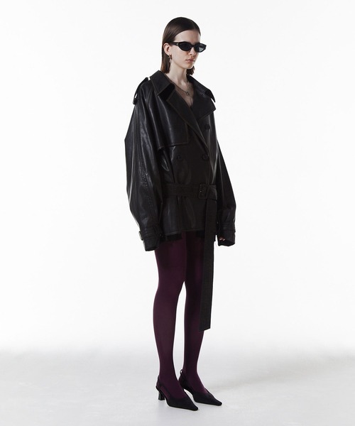 JOSE MOON（ジョゼムーン）の「【JOSEMOON/ジョゼムーン】FAUX LEATHER TRENCH JACKET/フォーレザートレンチジャケット（トレンチコート・レディース・ブラック/ブラウン・36）」の5枚目の写真