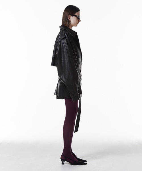 JOSE MOON（ジョゼムーン）の「【JOSEMOON/ジョゼムーン】FAUX LEATHER TRENCH JACKET/フォーレザートレンチジャケット（トレンチコート・レディース・ブラック/ブラウン・36）」の6枚目の写真