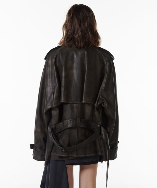 JOSE MOON（ジョゼムーン）の「【JOSEMOON/ジョゼムーン】FAUX LEATHER TRENCH JACKET/フォーレザートレンチジャケット（トレンチコート・レディース・ブラック/ブラウン・36）」の18枚目の写真