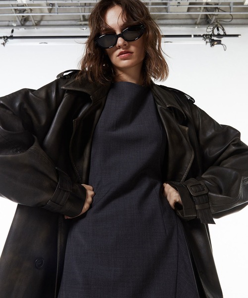 JOSE MOON（ジョゼムーン）の「【JOSEMOON/ジョゼムーン】FAUX LEATHER TRENCH JACKET/フォーレザートレンチジャケット（トレンチコート・レディース・ブラック/ブラウン・36）」の19枚目の写真