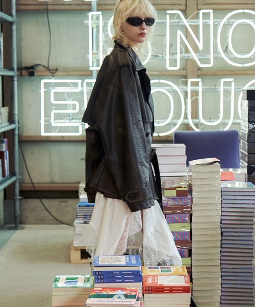 JOSEMOON/ジョゼムーン】FAUX LEATHER TRENCH JACKET/フォーレザー