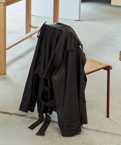 JOSEMOON/ジョゼムーン】FAUX LEATHER TRENCH JACKET/フォーレザー