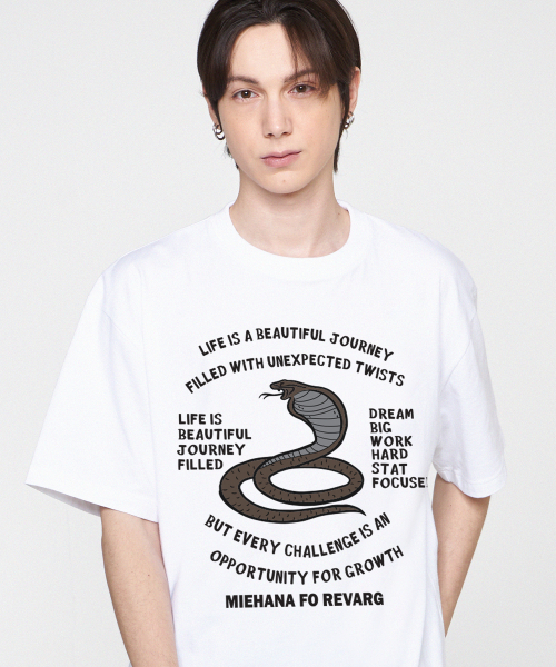 GRAVER（グレーバー）の「[ユニセックス]80sスネーク半袖Tシャツ_ホワイト（Tシャツ/カットソー・レディース・ホワイト・X-LARGE/SMALL/MEDIUM/LARGE）」の3枚目の写真