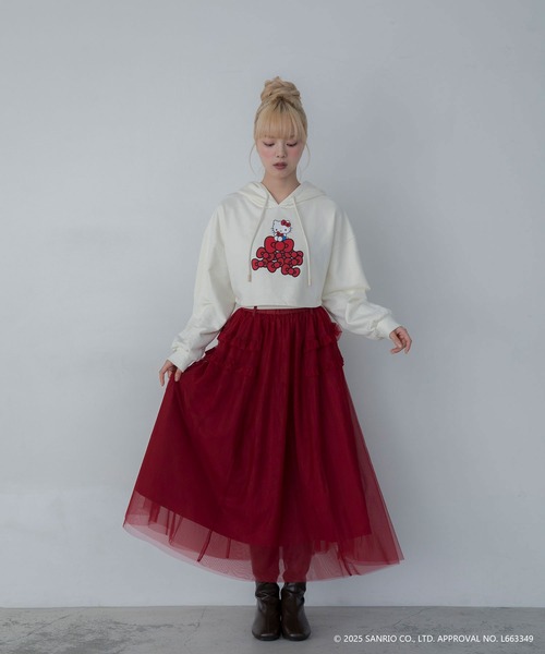 sanrio(サンリオ)の「【HELLO KITTY】ハローキティコラボ プリントショート丈パーカー(パーカー・レディース・ホワイト/グレー・FREE)」の8枚目の写真