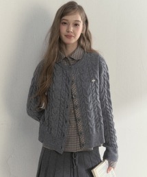 チェック柄シャツ レイヤードニットカーディガン SP25a026【SunsetPark】【2025AW】