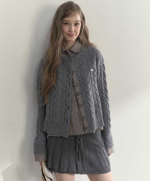 SunsetPark(サンセットパーク)の「チェック柄シャツ レイヤードニットカーディガン SP25a026【SunsetPark】【2025AW】(ニット/セーター・レディース・ブラウン/ピンク/グレー・M/S)」の18枚目の写真