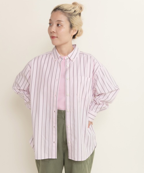 CHILD WOMAN（チャイルドウーマン）の「40/-オックスマルチストライプ ボタンダウンシャツ(セットアップ対応)（シャツ/ブラウス・レディース・ピンク・FREE）」の2枚目の写真