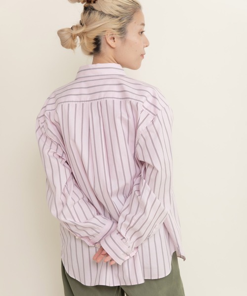 CHILD WOMAN（チャイルドウーマン）の「40/-オックスマルチストライプ ボタンダウンシャツ(セットアップ対応)（シャツ/ブラウス・レディース・ピンク・FREE）」の5枚目の写真