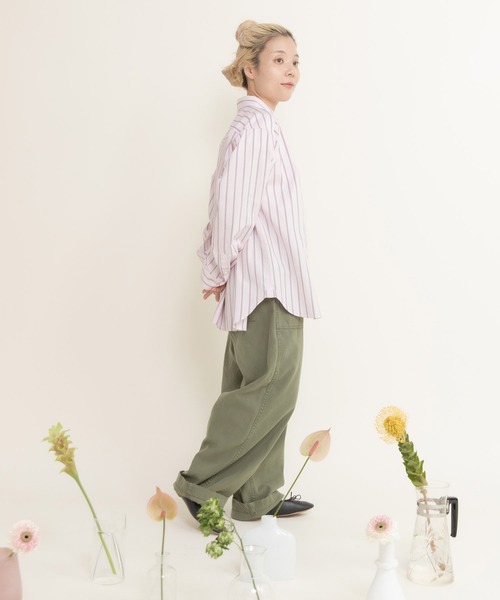 CHILD WOMAN（チャイルドウーマン）の「40/-オックスマルチストライプ ボタンダウンシャツ(セットアップ対応)（シャツ/ブラウス・レディース・ピンク・FREE）」の9枚目の写真