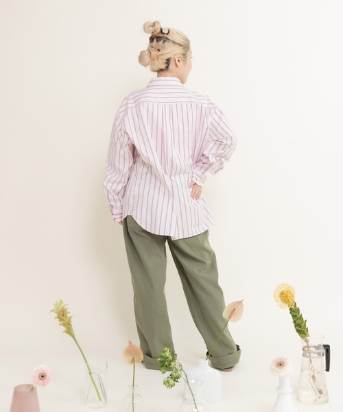 CHILD WOMAN（チャイルドウーマン）の「40/-オックスマルチストライプ ボタンダウンシャツ(セットアップ対応)（シャツ/ブラウス・レディース・ピンク・FREE）」の10枚目の写真