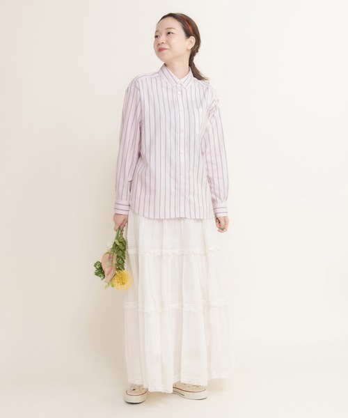 CHILD WOMAN（チャイルドウーマン）の「40/-オックスマルチストライプ ボタンダウンシャツ(セットアップ対応)（シャツ/ブラウス・レディース・ピンク・FREE）」の18枚目の写真