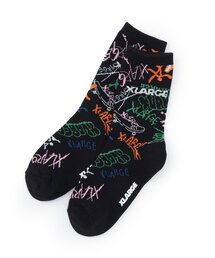 グラフィティ総柄クルーソックス