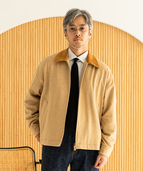 EDIFICE(エディフィス)の「E.WOOL SILK NEP ブルゾン(その他アウター・メンズ・イエロー・46/48)」の1枚目の写真