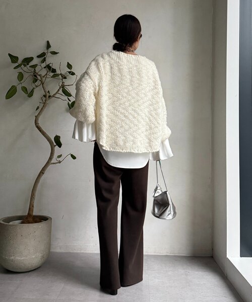 DouDou（ドゥドゥ）の「バルーンカフリブトップス（Tシャツ/カットソー・レディース・ブラック/オフホワイト/ブラウン・FREE）」の7枚目の写真