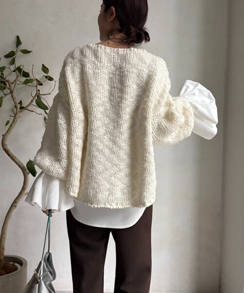 DouDou（ドゥドゥ）の「バルーンカフリブトップス（Tシャツ/カットソー・レディース・ブラック/オフホワイト/ブラウン・FREE）」の11枚目の写真