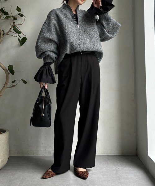 DouDou（ドゥドゥ）の「バルーンカフリブトップス（Tシャツ/カットソー・レディース・ブラック/オフホワイト/ブラウン・FREE）」の14枚目の写真