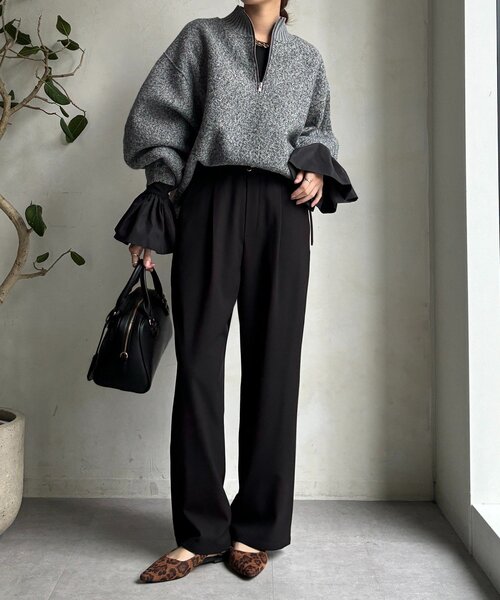 DouDou（ドゥドゥ）の「バルーンカフリブトップス（Tシャツ/カットソー・レディース・ブラック/オフホワイト/ブラウン・FREE）」の15枚目の写真