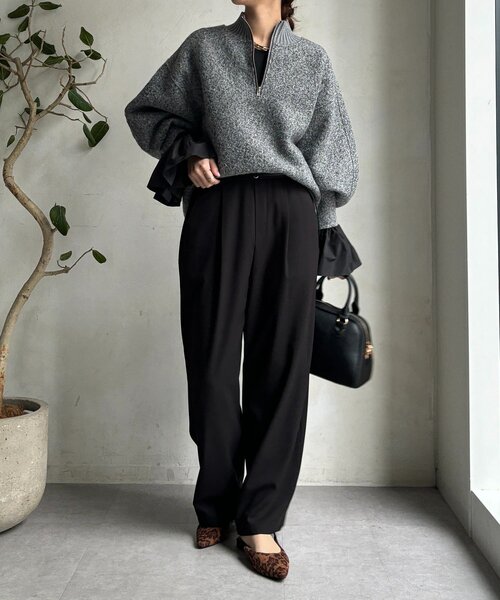 DouDou（ドゥドゥ）の「バルーンカフリブトップス（Tシャツ/カットソー・レディース・ブラック/オフホワイト/ブラウン・FREE）」の16枚目の写真