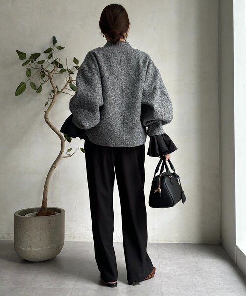 DouDou（ドゥドゥ）の「バルーンカフリブトップス（Tシャツ/カットソー・レディース・ブラック/オフホワイト/ブラウン・FREE）」の18枚目の写真