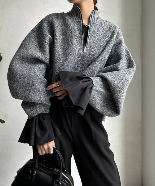 DouDou（ドゥドゥ）の「バルーンカフリブトップス（Tシャツ/カットソー・レディース・ブラック/オフホワイト/ブラウン・FREE）」の19枚目の写真