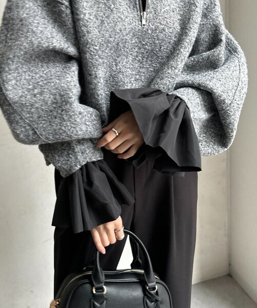 DouDou（ドゥドゥ）の「バルーンカフリブトップス（Tシャツ/カットソー・レディース・ブラック/オフホワイト/ブラウン・FREE）」の20枚目の写真