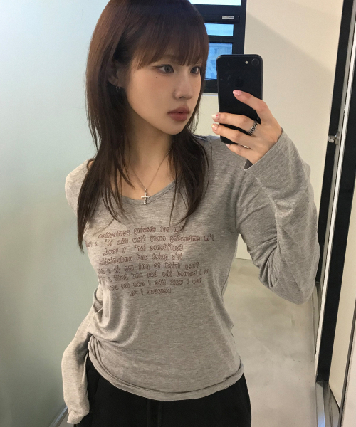 CHICKS(チックス)の「コンフィデンスVネックロングスリーブメランジ(Tシャツ/カットソー・レディース・グレー・FREE)」の1枚目の写真
