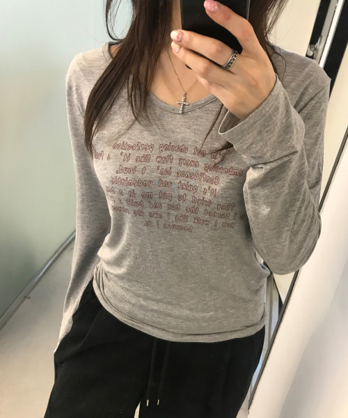 CHICKS(チックス)の「コンフィデンスVネックロングスリーブメランジ(Tシャツ/カットソー・レディース・グレー・FREE)」の2枚目の写真