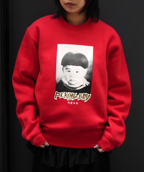 少年ジェッター(ショウネンジェッター)の「LP PEKINGBOY CREW SW(スウェット・メンズ・レッド/ブラック・M/L/XL)」の2枚目の写真