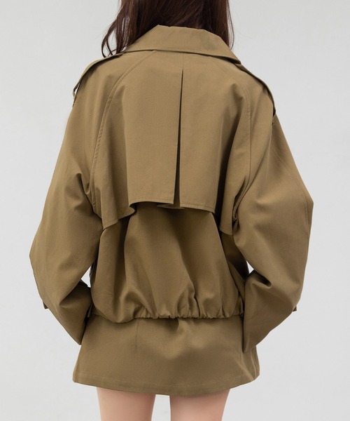 DAY CLOSET（デイ クローゼット）の「【韓国っぽセットアップ/バックゴム】長袖トレンチ風オーバーサイズジャケット+ミニプリーツスカート 上下2点セット レディース（セットアップ・レディース・キャメル/チャコールグレー・M/S）」の16枚目の写真