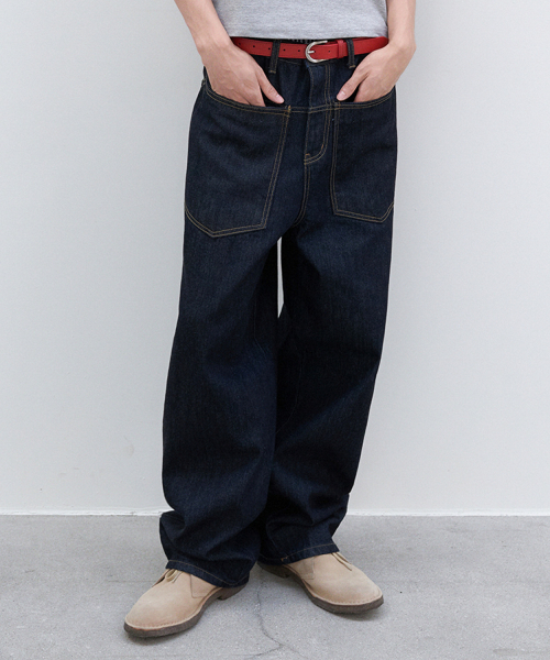 LEIRE（ルアール）の「カーブドワイド生地デニムパンツ[インディゴ]（デニムパンツ・メンズ・その他・MEDIUM/LARGE/X-LARGE）」の5枚目の写真