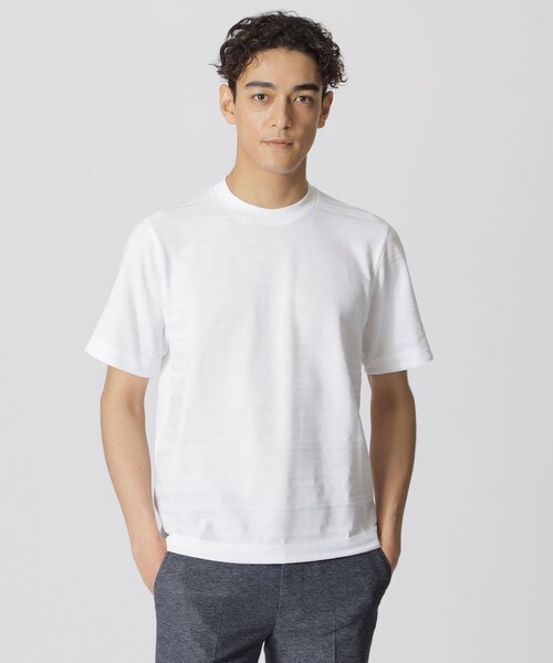Paul Stuart(ポールスチュアート)の「リンクスシャドーボーダーTシャツ(半袖)(Tシャツ/カットソー・メンズ・チャコールグレー/ホワイト・L/M/XL)」の2枚目の写真