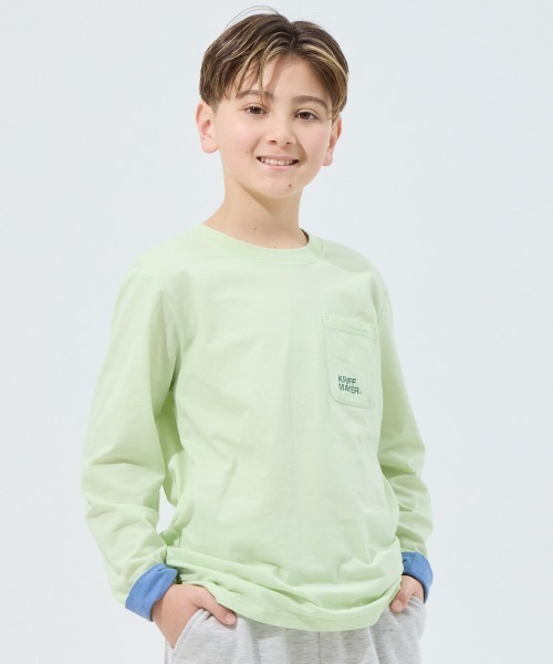 KRIFF MAYER Kid's Collection（クリフメイヤーキッズコレクション）の「UVカットさらポケT（Tシャツ/カットソー・キッズ・ブラック/グレー/ライム/ブルー・170/160/150/140/130/120）」の3枚目の写真