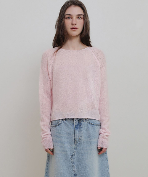 ANDNEEDS(アンドニーズ)の「Boat neck sheer knit (baby pink)(ニット/セーター・レディース・その他・FREE)」の2枚目の写真