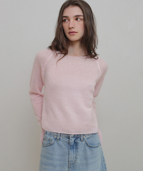 ANDNEEDS(アンドニーズ)の「Boat neck sheer knit (baby pink)(ニット/セーター・レディース・その他・FREE)」の3枚目の写真