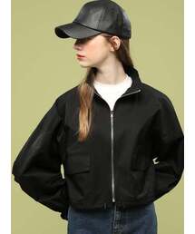 WOMENクロップオーバーフィットショートナイトジャンパージャケット[BLACK]